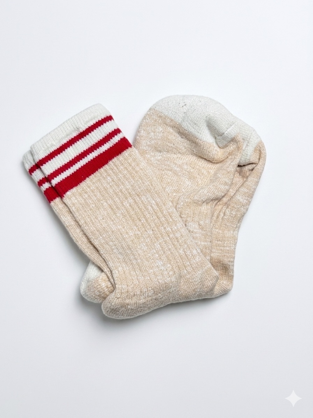 IVY ELLIS The Torrisdale Crew Socks Vintage Sport Ribbed Cotton Red & Cream